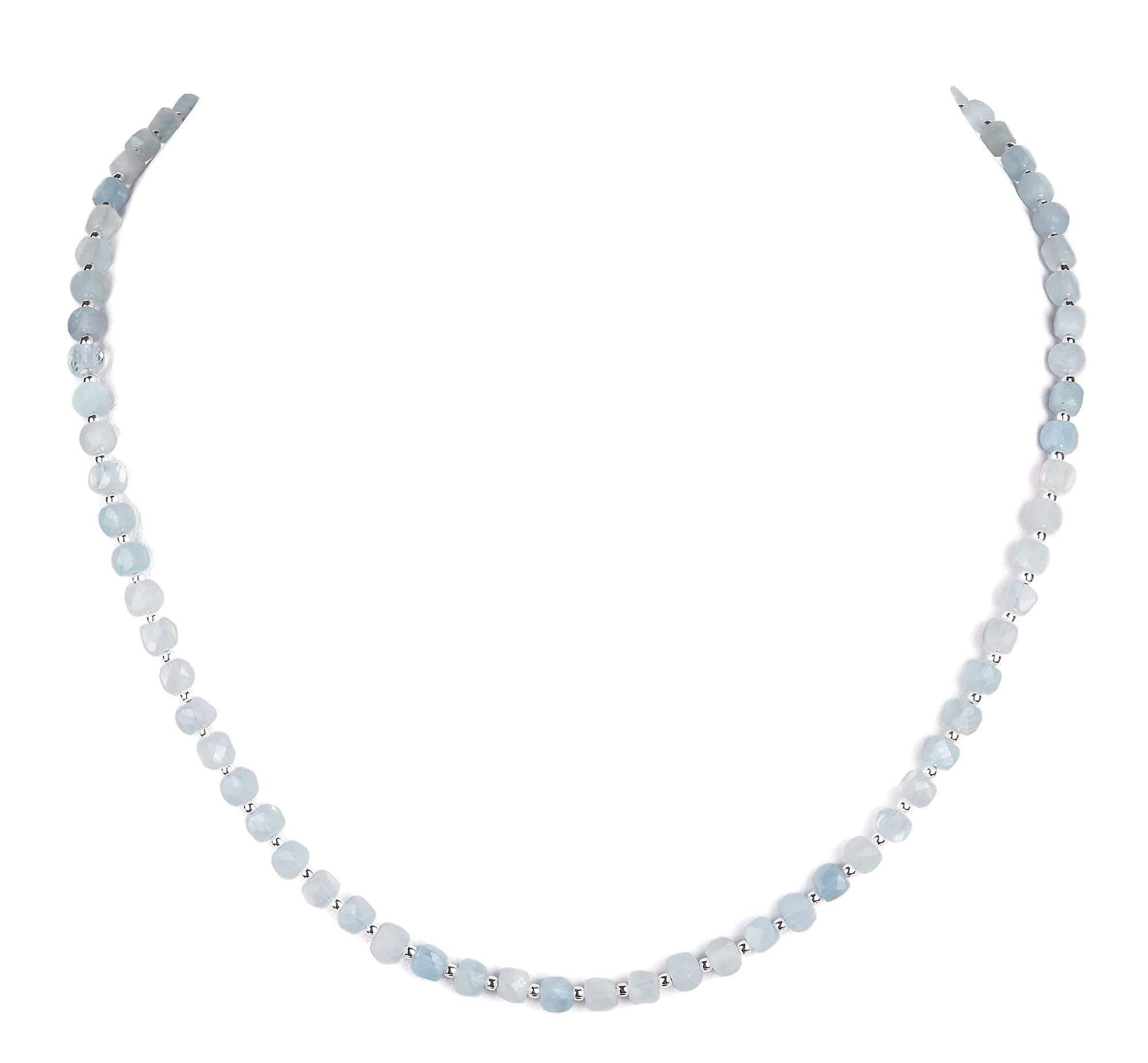 Aquamarin Kette - blaue Halskette - 925 Silber - Steinkette Aquamarin
