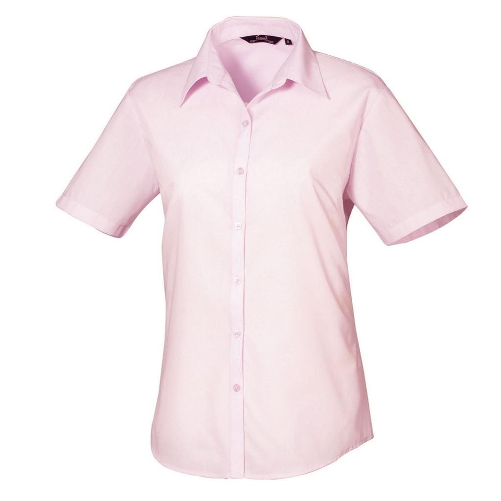 Premier Short Sleeve Poplin Blouse/Plain Work Shirt (22) (Pink)