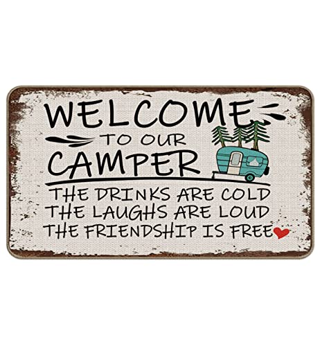 TopXmai Camping Camper Door Mat 17 x 30, Camper Rugs for Inside, RV Mat, Camping Decor, RV and Door Mats for Outside and Indoor Entrance, Camper Lover Gifts