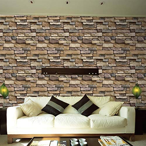 Papel de pared rústico 3D adhesivo de PVC para decoración de habitación de los niños, papel pintado autoadhesivo (color: C, dimensiones: 10 x 42 cm)