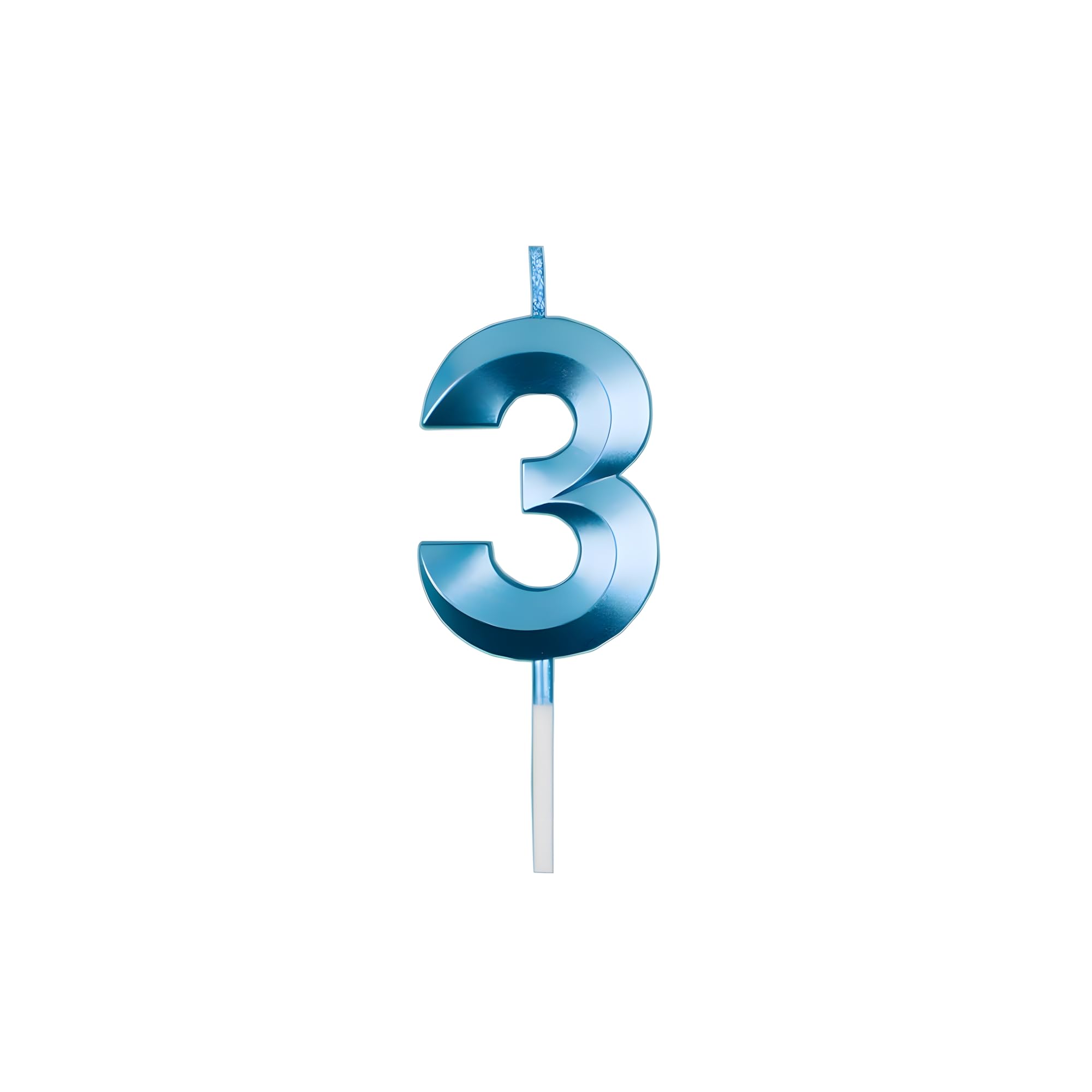 Juzfun Number Candles 3 Year Birthday Cake Topper Decoration Third Year Wedding Anniversary Party Metallic Blue Colour Size : Width 5 x Height 7 CM