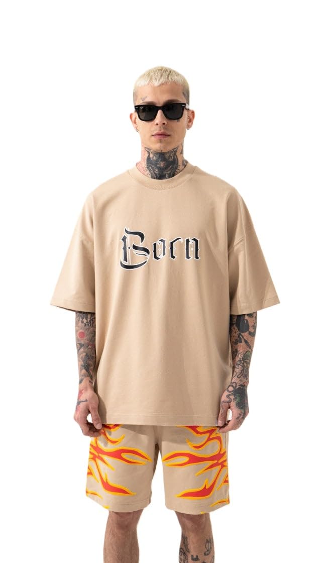 Timo AdamsBorn Again Oversized Men Set | Gym Clothes for Men Workout Apparel Sets | Pack for Running Football Athletic Exercise Fit for Out T Sports