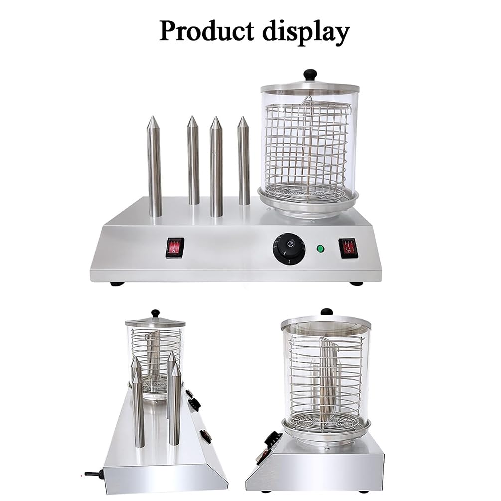 Macchine per Hot Dog da 450 W, Scalda Hot Dog Commerciale, Vaporiera per Hot Dog con Asta in Alluminio Riscaldata, Scalda Pane, Griglia per Salsicce, Salsiccia per Colazione, Involtini di Uova