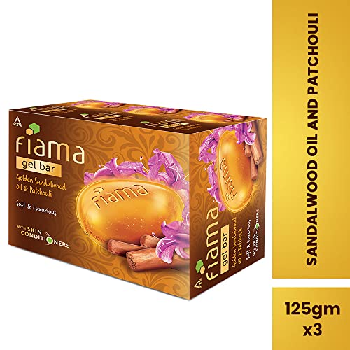 Fiama Gel Bathing Bar Golden Sandalwood Oil and Patchouli with Skin Conditioners for Moisturised, Soft and Luxurious Skin, 375g (125g - Pack of 3),... - Image 2