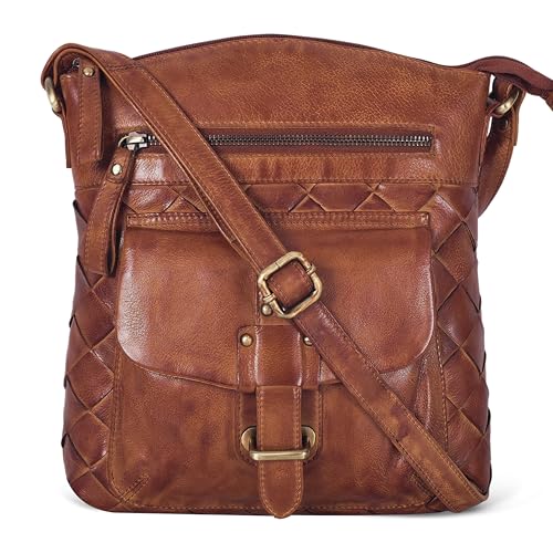 Image of Oak Leathers Leather Crossbody Bag For Women With Adjustable Sling Strap - Medium Size Crossover Shoulder Handbag Purse