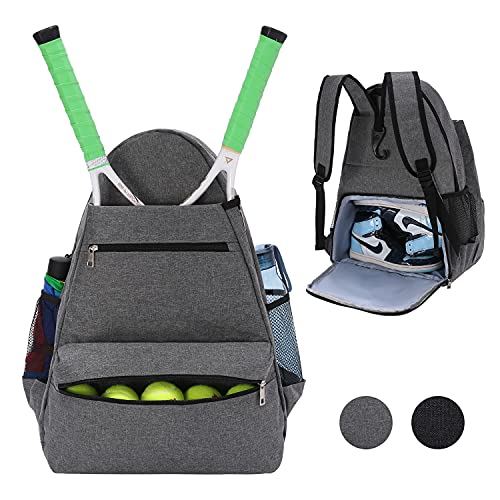 Outdoor Tennis Bag Tennis Backpack for Women and Men, KGMCARE Racket Bags with Shoes Compartment - Holds 2-3 Racket, Sport Bag Fits Tennis Racket, Pickleball Paddles, Badminton Racquet, Squash Racquet and Other Accessories (Gray)