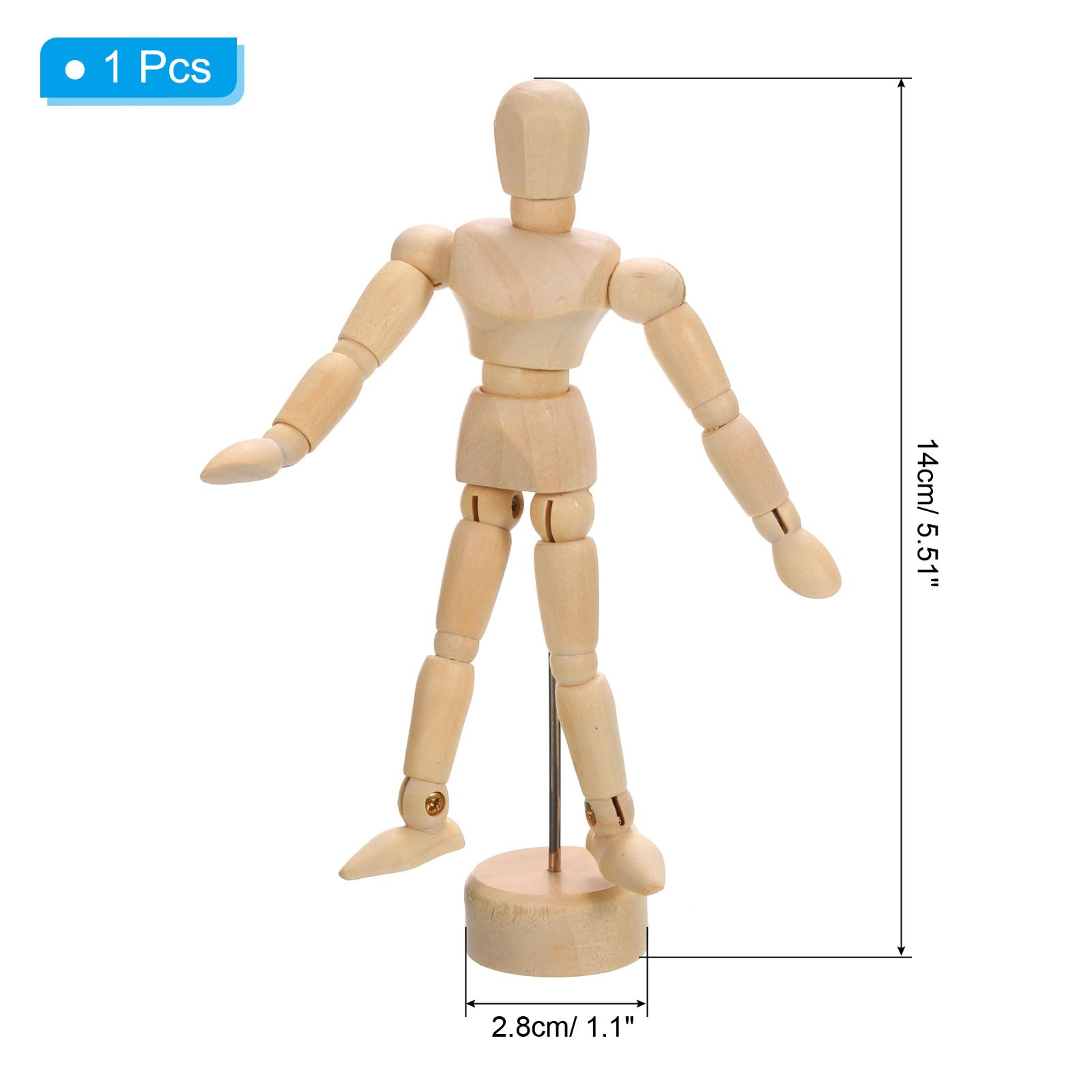 PATIKIL 4.5" Wooden Mannequin Figure - Image 2