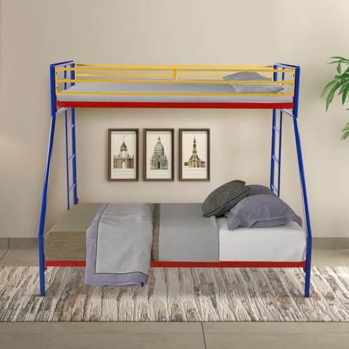 Image of Twin Over Twin Metal Bunk Bed | Double Decker Cot for Kids Room | Bed Without Storage for Kids & Adult | Space-Saving | Metal Bunker Cot (Mattress Not Included)