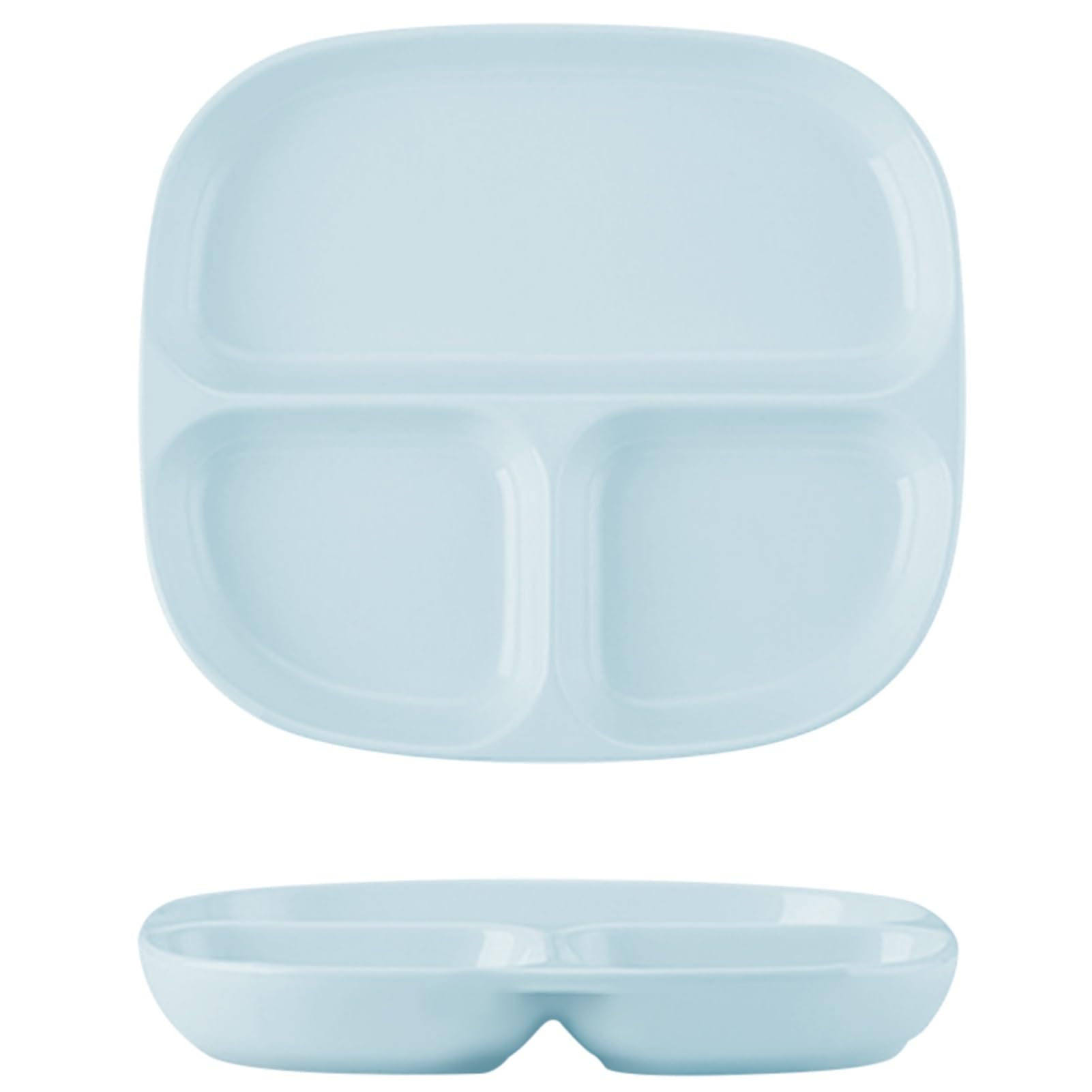 ksxnkhk Dinner Plate for Adults, Simple Platter with 3 Section Partition, Microwave and Dishwasher Safe Dish, Bariatric Diet Divided Tray, 1 Pack(Blue)