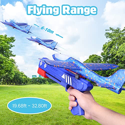 Tessgo Airplane Launcher Toy 3 Pack, 12.6" Led Foam Airplane For Kids, 2 Flight Mode Catapult Plane, Outdoor Toys For Kids Ages 6 7 8 9 10 11 12 Years Old Boys Girls Birthday Gift Educational Toys #TOP7