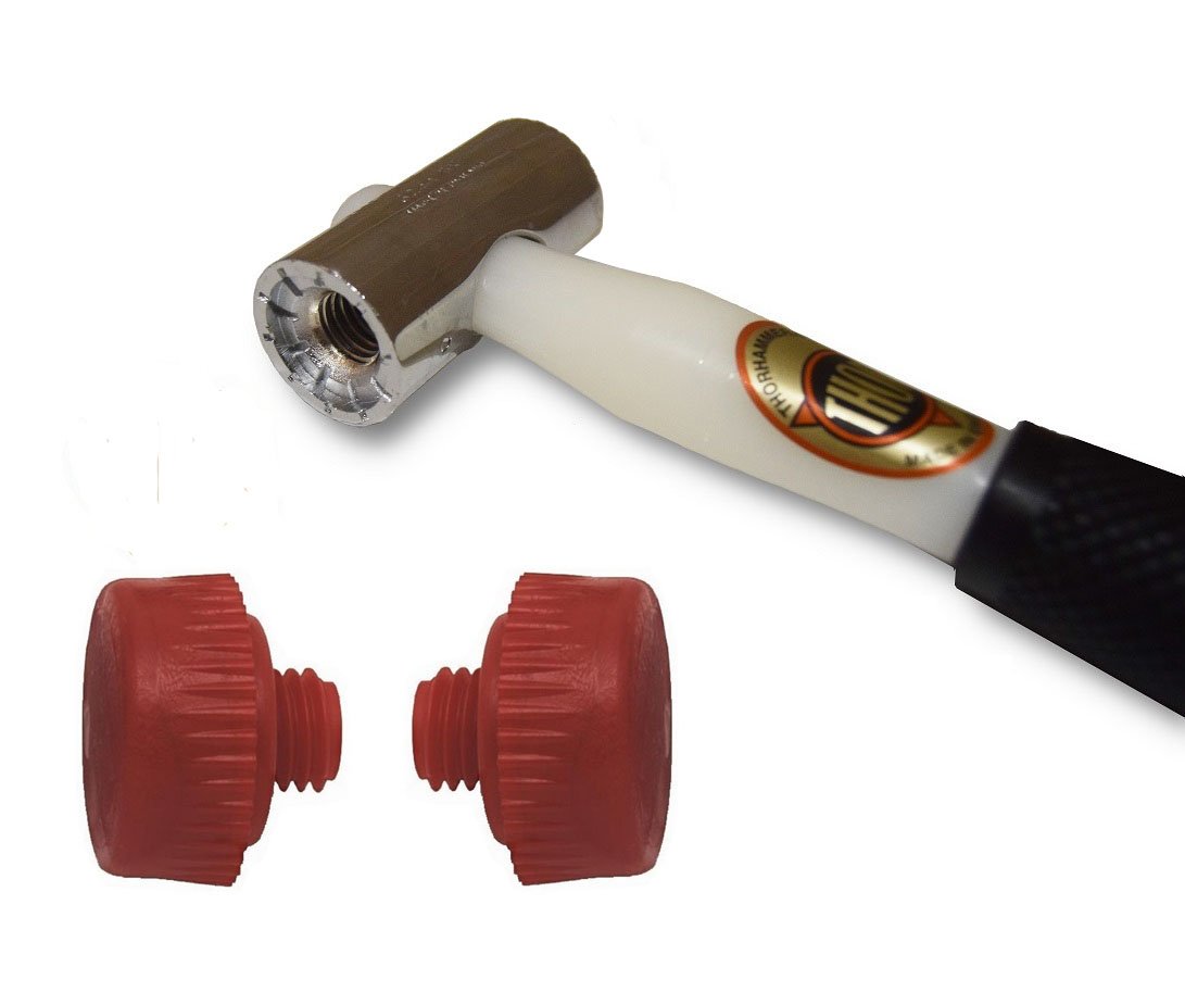 Thor Red Head & Red Head 710 Nylon Faced Window Glazing Hammer/Mallet - With Medium Red Heads