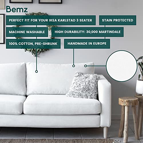 Bemz Classic Karlstad Sofa Cover – Replacement For Ikea 7 Piece Fitted Couch Cover Set Only Fits Ikea Karlstad 3 Seater Sofa – Couch Cushion Sofa Slipcovers For 3 Seat Cushion Couch – White #TOP1