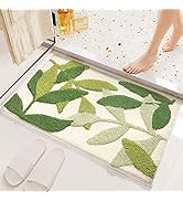 Ukeler Green Leaves Bathroom Rug for Kids Non Slip Absorbent Bath Mat Washable Shaggy Kids Bedroo...