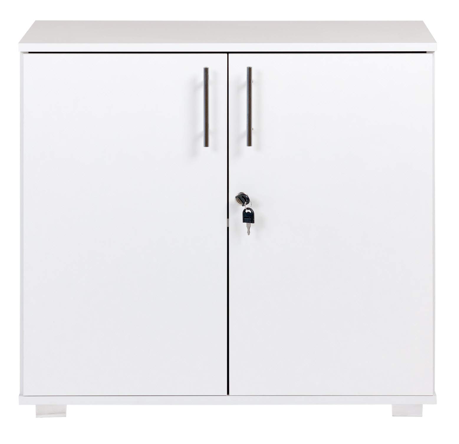MMT Furniture Designs Ltd Armoire de rangement de bureau blanche avec 2 portes, verrouillable, hauteur 75 cm