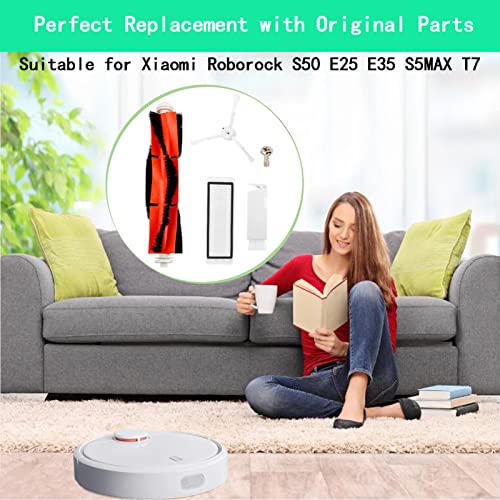 Ersatzteile für Xiaomi Roborock Mi Robot S5 Max S6 Max S6 Pure S6 MaxV S50 S51 S55 S60 S65 S5 S6, Staubsauger-Teile Zubehör kit 2 Zentralbürste&6 Seitenbürste&4 HEPA Filters&1 Reinigungshilfe – Bild 3