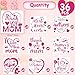 QOUBAI 36 Pcs Mother's Day Balloon Stickers Happy Mom's Day Balloons Decor Mothers Day Balloon Decals DIY Letters Bobo Label Sticker Hot Pink for Mother's Day Celebration Party Favor Supplies
