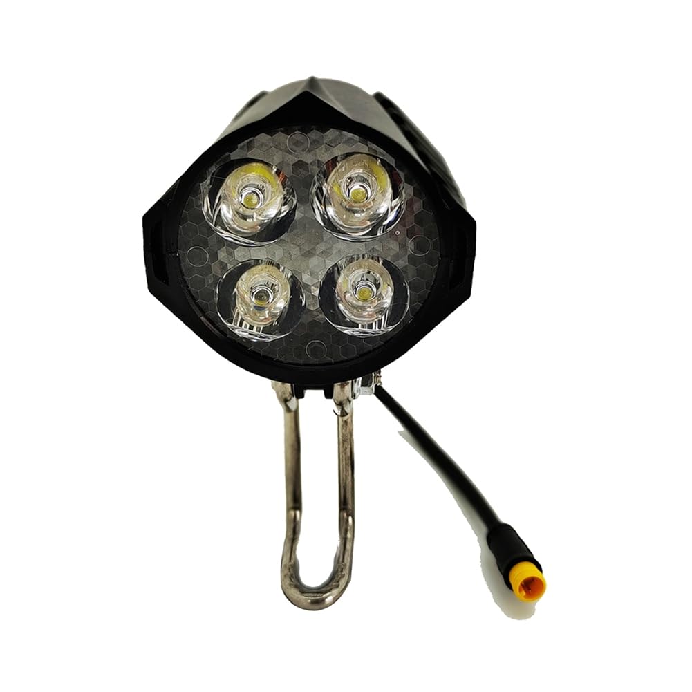 beiyaiey Ebike 36V 48V LED Headlight Accessory Front Light 3pin Built-in Horn 4 LED Bulbs for Electric Scooter Bicycles