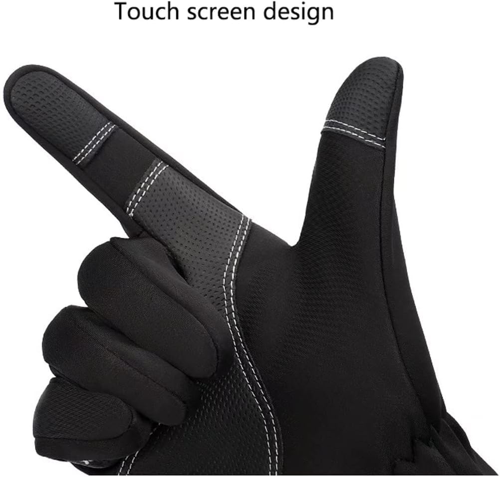 Guantes térmicos antideslizantes para correr, pantalla táctil, guantes de ciclismo para deportes, ideales para caminar y montar en bicicleta, color negro, talla L