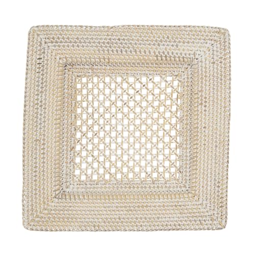 Platos decorativos cuadrados de rattán, set de 4 miniatura 2
