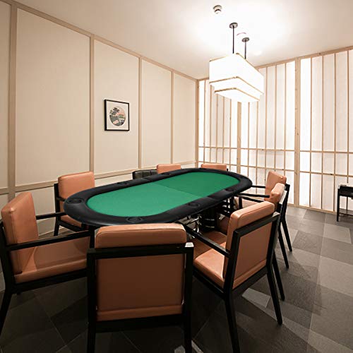 Giantex Foldable 8 Player Poker Table, Folding Texas Card Game Table With Cup Holders, Portable Blackjack Table For Casino, Play Cards, Poker Games, Party, Green #TOP4