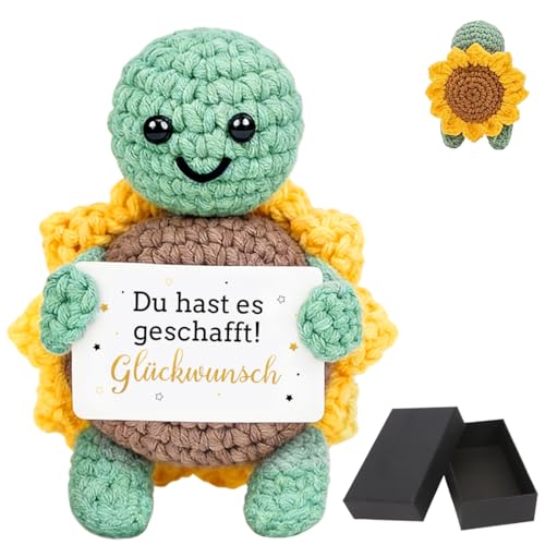 HUKUMA Pocket Hug Schildkröte Prüfung Bestanden Geschenk Schildkröte Kuscheltier Du Schaffst Das Glücksbringer Gehäkelte Glücksbringer Abschluss Geschenk Bachelor Geschenke