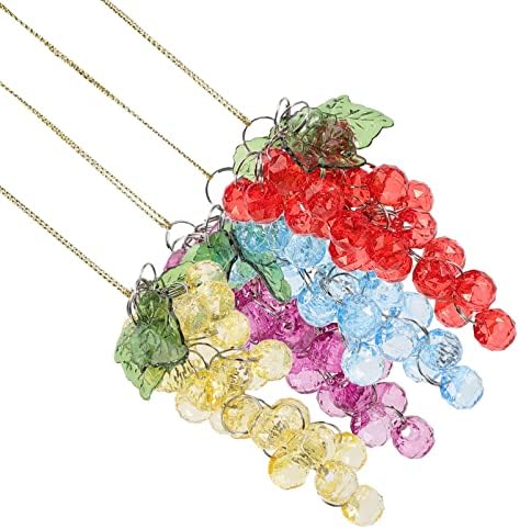 Yardwe 4pcs Artificial Faux Grapes Fake Grape Bundles Decorative Hanging Grapes Beaded Grapes Ornament Mini Grape Clusters Lifelike Fruit Props for Home Office Decoration
