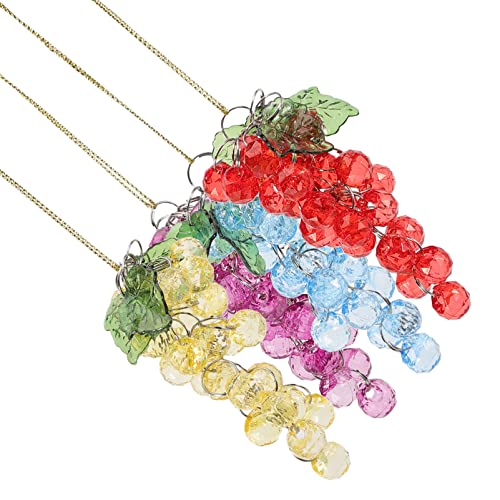 Yardwe 4Pcs Artificial Faux Grapes Fake Grape Bundles Decorative Hanging Grapes Beaded Grapes Ornament Mini Grape Clusters Lifelike Fruit Props For Home Office Decoration #TOP3