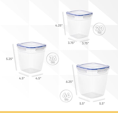 Miniatura 3 de Superio Contenedores de almacenamiento de alimentos, recipientes herméticos a prueba de fugas, recipientes cuadrados profundos juego de 3