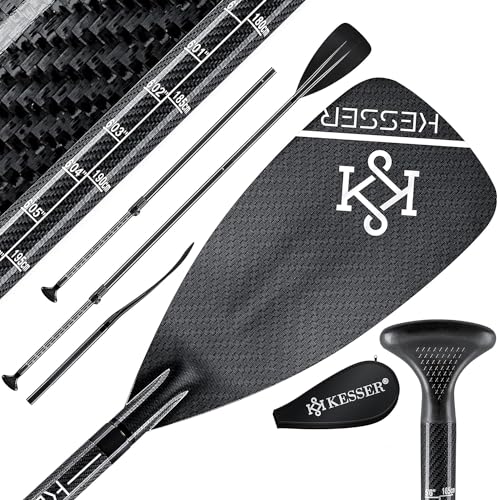 KESSER® Paddel Carbon Professional Speed inkl. Tasche - 3-teilig für SUP Kayak Stand-Up Paddling Board - leicht 700g Stechpaddel Verstellbar Teleskop 165cm-210cm Kajakfahren Surfboard Stecksystem