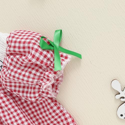 Toddler Baby Girl Christmas Dress Santa Embroidery Plaid Print Puff Sleeve Smocked Dresses Kids Christmas Clothes4