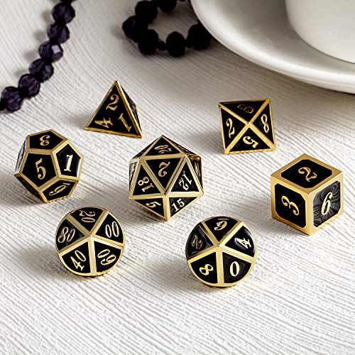 Dndnd UNKNOWN Metal Dice Set D&D, 7 Die Metal Polyhedral Dice Set With Gift Metal Box And Gold Number For Dnd Dungeons And Dragons Role Playing Games thumb #2