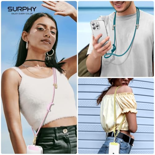 Image of SURPHY Phone Lanyard Crossbody, Phone Strap Crossbody with 2 Tether Tabs | Adjustable Cell Phone Lanyard, Anti Theft Phone Strap, Premium Metal Buckles, Universal Lanyard for Travel, Teal