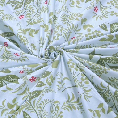 Image of Huesland by Ahmedabad Cotton 144 TC Cotton Elastic Fitted Bedsheet for Double Bed with 2 Pillow Covers | 60 x 78 inches