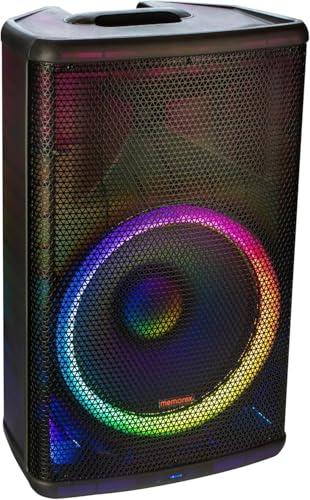 Memorex MX-PS1501 | 15-Inch PA Speaker with Translucent Cabinet | 1800W PMPO, Bluetooth 5.3, TWS Pairing | LED Lighting, 180W RMS Bi-Amp | Speaker Stand & Wired Microphone