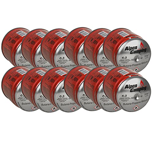Alpen Camping IK006 12x 400 ml / 190g Gaskartuschen Propan-Butan...