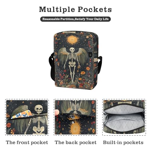 Boho Skeleton Flower mens messenger bag Small Crossbody Bag For Women Women's Purse Adjustable Strap for work Casual2