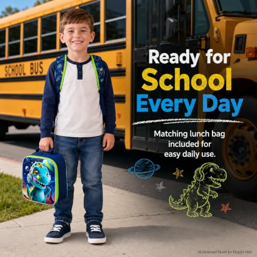 Image of UFNDC 3PCS Boys Backpack,16 inchKids Dinosaur Bookbag with Lunch Box, School Bag for Elementary Toddler
