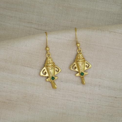 Image of Across The Puddle, Earrings Pre-Columbian Quimbaya Golden Jet | Ancient Aircraft | Original Golden Jets Collection