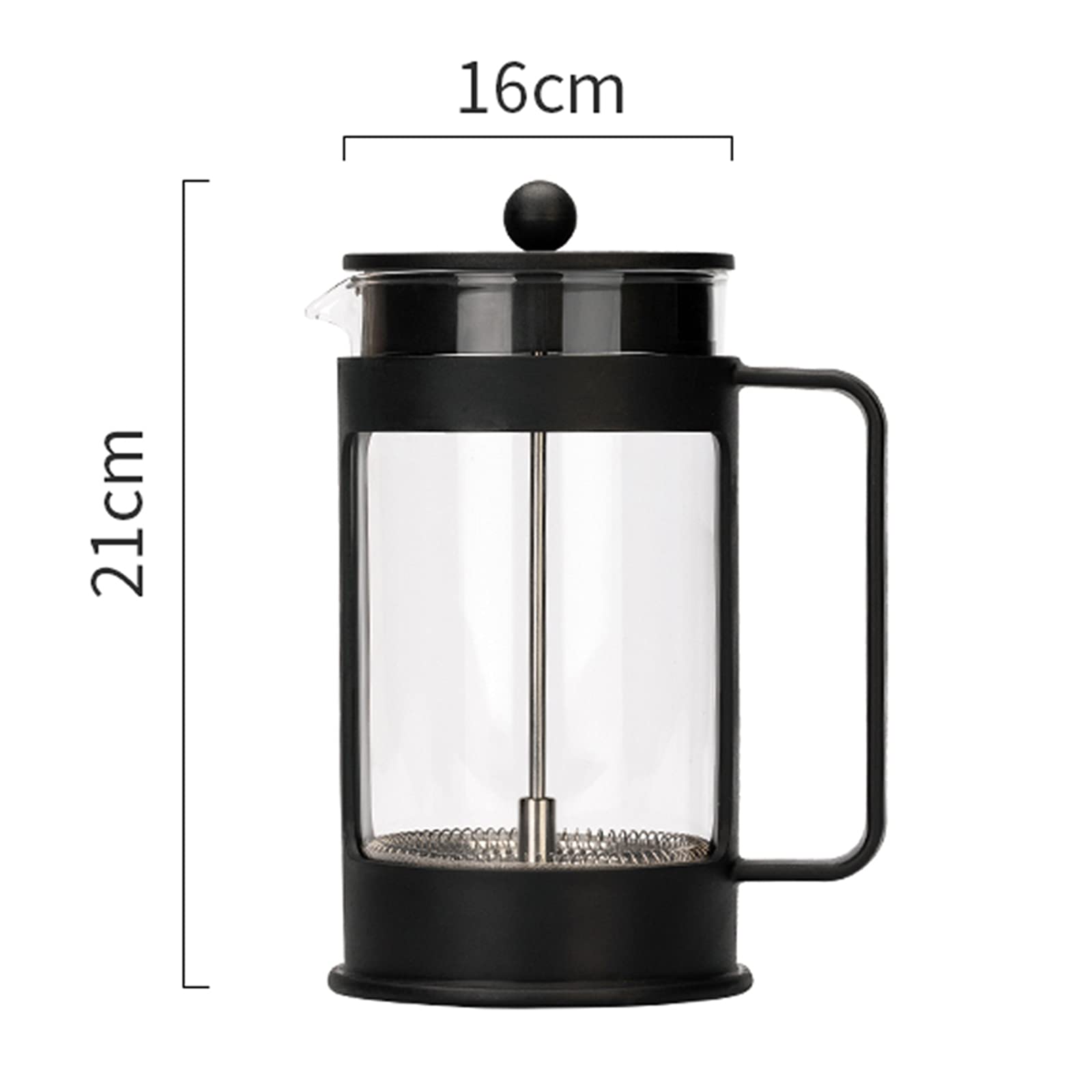 French Press ekspres do kawy z potrójnym filtrem ze stali nierdzewnej, prasa do kawy w kawiarni, żaroodporne szkło borokrzemowe, do filtra kawy, herbaty luźnej i spienionego mleka, czarny, 900 ml