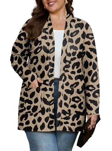 Image of OLRIK Plus Size Cardigan for Women 2026 Lightweight Open Front with Pockets