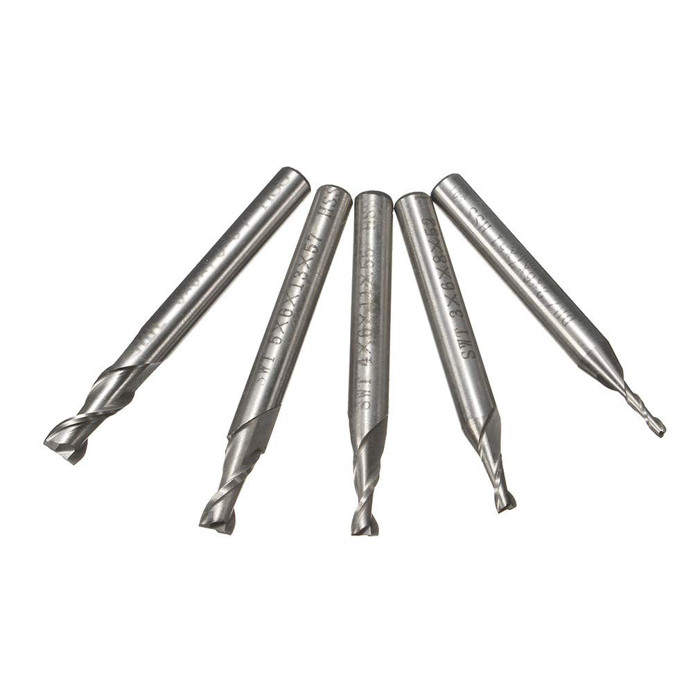 Set 6 Frese A Candela In HSS - 4 Scanalature - Gambo 1/8 - 1/2 Pollice - Mano Destra