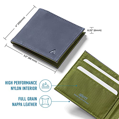 Image of Allett ID Wallet, Midnight Blue | Leather, RFID Blocking | Slim Minimalist Bifold Wallet, Water Resistant, Durable, Thin, Front Pocket | Holds 4-12+ Cards, Cash