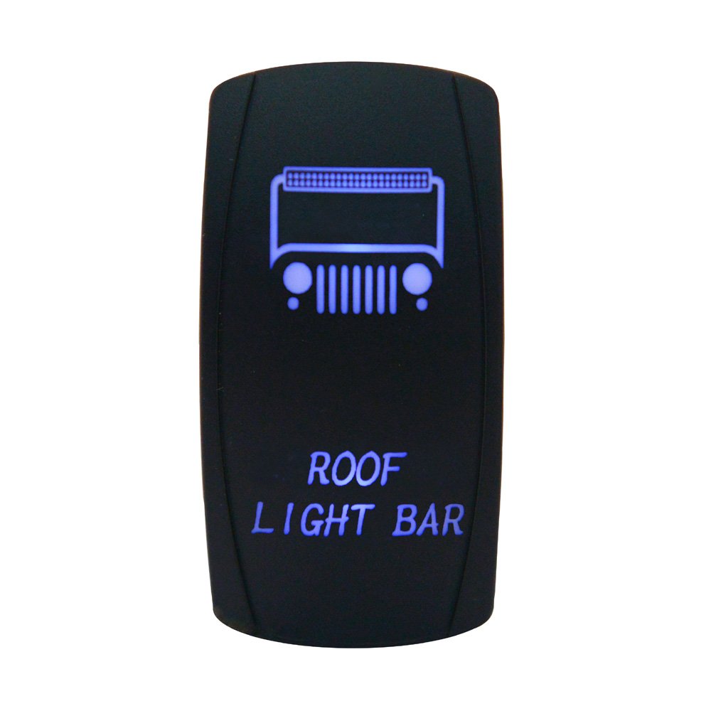 Cllena Car Toggle Switch Laser Blue LED Rocker Switch 5 PINS for Car Motor Boat(Roof Light Bar)
