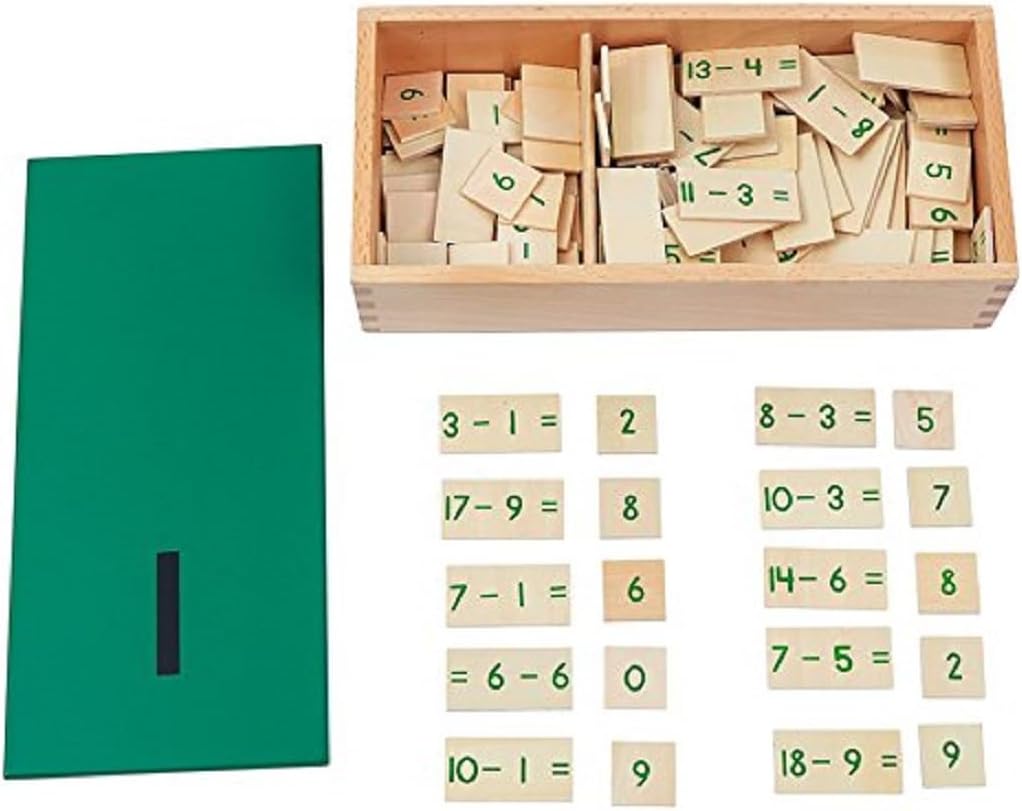 DANNI Montessori Kids Math Toys Baby Wood Subtraction Working Charts with Frame Equations Differences Box Preschool