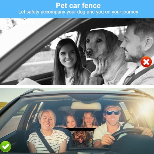 Junrvivy Hundegitter Auto Kofferraum Netz doppellagig, Kofferraumnetz Hunde, Kofferraum Trenngitter, Hundenetz Auto mit 4 Haken, Faltbares Aufbewahrungsnetz, Haustier Trenngitter 120x90 cm
