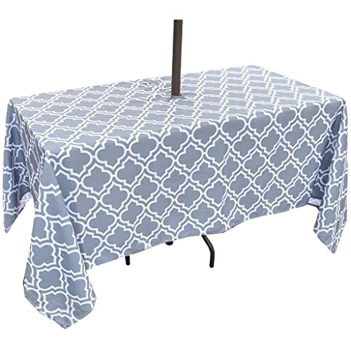 Eternal Beauty Rectangle Indoor & Outdoor Splashproof Tablecloth with Umbrella Hole and Zipper for Patio Garden Party and BBQ (132 x 178 cm