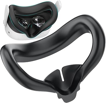 For Meta Quest 3S Face Cushion Cover, Silicone Face Cover, Light Leak Proof, Stain Proof, Sweat Proof, Washable Dust Cover for Meta Quest 3S VR Accessories Black