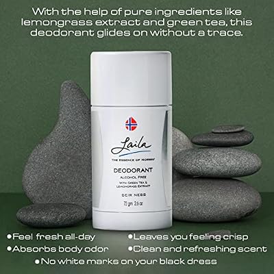 Geir Ness Laila Deodorant - With Green Tea And Lemongrass Extracts - Alcohol And Aluminum Free for Sensitive Skin - Long Lasting Fresh and Clean Scent