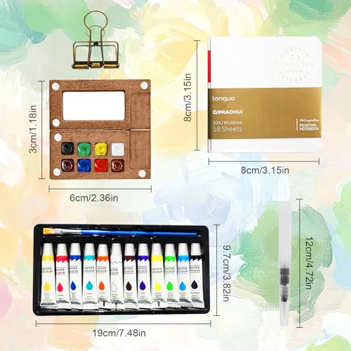 Miniatura 2 de Mini Paleta Kit De Acuarela En Miniatura De 8 Cuadrículas, Juego De Acuarela De Bolsillo De Madera, Paleta Magnética De Acuarela Pequeña Con Clip