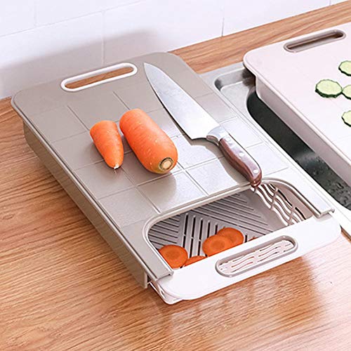 josietomy Tabla de cortar con bandeja colectora de plástico, antibacteriana, surco de zumo con bandeja colectora para Kitchen Easy Waste Removal & Food Prep Awesome